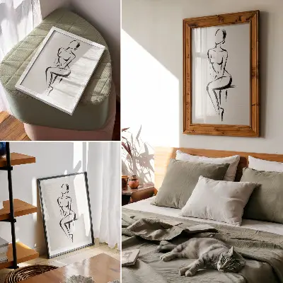 Affiche décorative silhouette minimaliste en noir et blanc