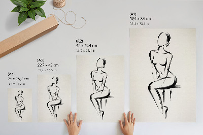 Affiche décorative silhouette minimaliste contrastant le noir et le blanc