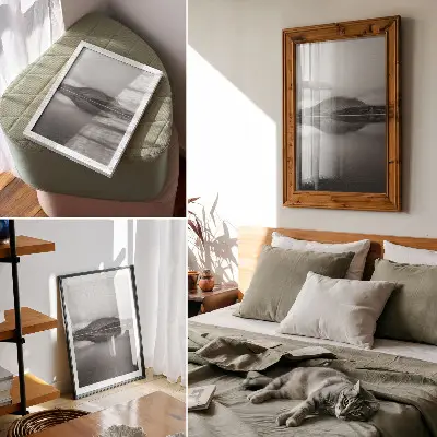 Affiche décorative harmonie des reflets des montagnes grises sur le lac