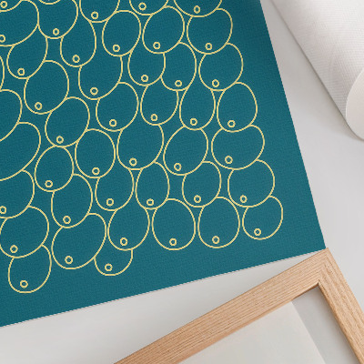 Impression sur toile Courbes jaunes sur fond turquoise