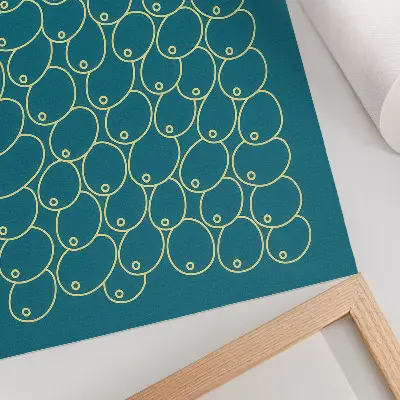 Impression sur toile représentant des courbes jaunes sur fond turquoise