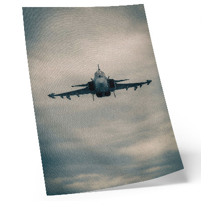 Décoration murale avion de chasse monochrome en vol, cadre dynamique