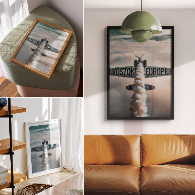 Impression sur toile Avion au-dessus des nuages, palette de couleurs discrète, dynamique