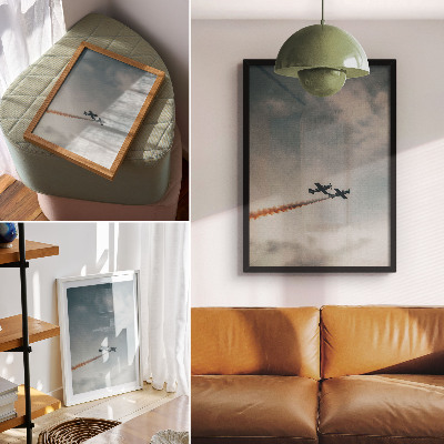 Impression sur toile Technique minimaliste de deux avions dans le ciel