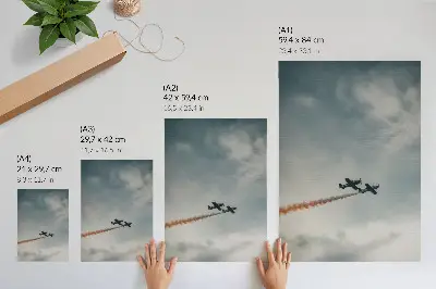 Impression sur toile représentant deux avions dans un style minimaliste dans le ciel
