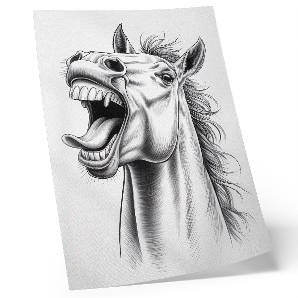 Impression sur toile Une illustration en noir et blanc d'un cheval plein d'énergie