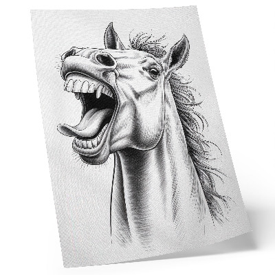 Impression sur toile Une illustration en noir et blanc d'un cheval plein d'énergie