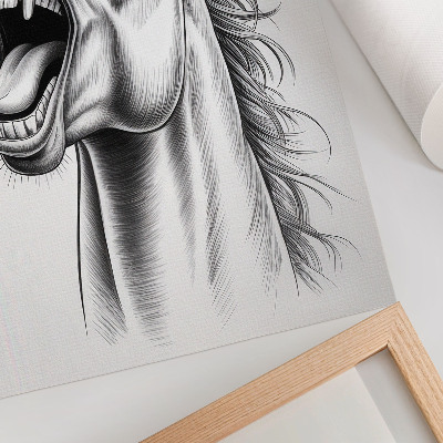 Impression sur toile Une illustration en noir et blanc d'un cheval plein d'énergie