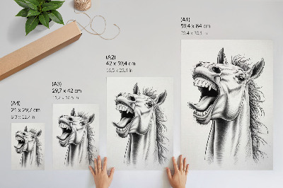 Impression sur toile Une illustration en noir et blanc d'un cheval plein d'énergie