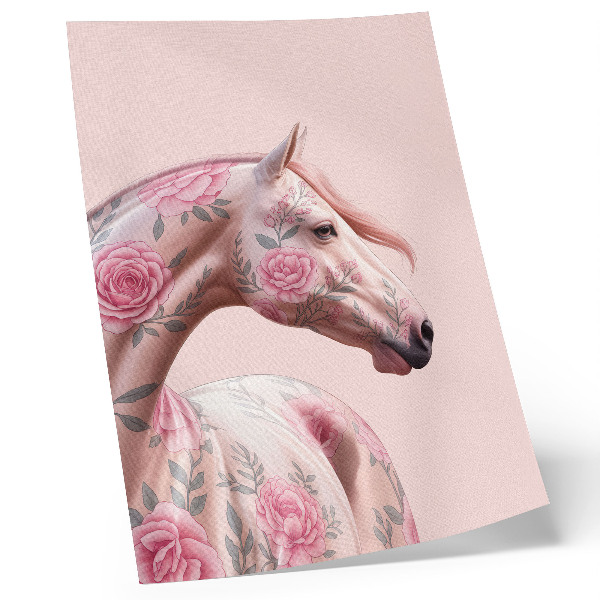 Affiche décorative Cheval avec des fleurs élégance romantique modernité