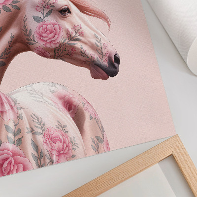 Affiche décorative Cheval avec des fleurs élégance romantique modernité