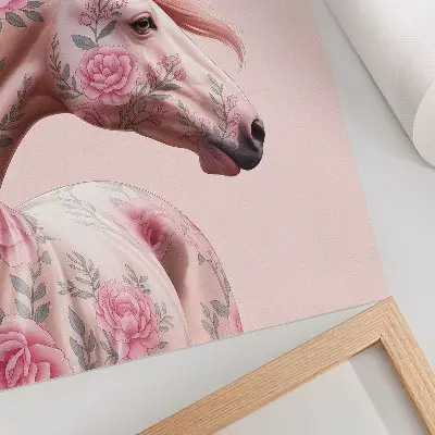Affiche décorative cheval avec motif floral romantique et moderne
