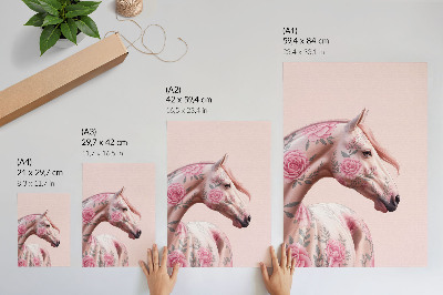 Affiche décorative Cheval avec des fleurs élégance romantique modernité