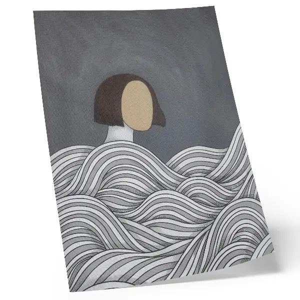 Impression sur toile figure ondulée aux formes abstraites grises