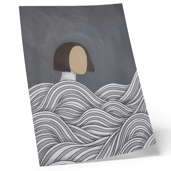 Impression sur toile Figure ondulée, forme abstraite grise