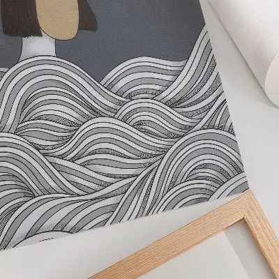 Impression sur toile figure ondulée aux formes abstraites grises
