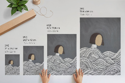 Impression sur toile Figure ondulée, forme abstraite grise