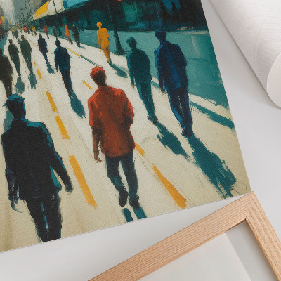 Décoration murale Un groupe de personnes dans une rue colorée de la ville