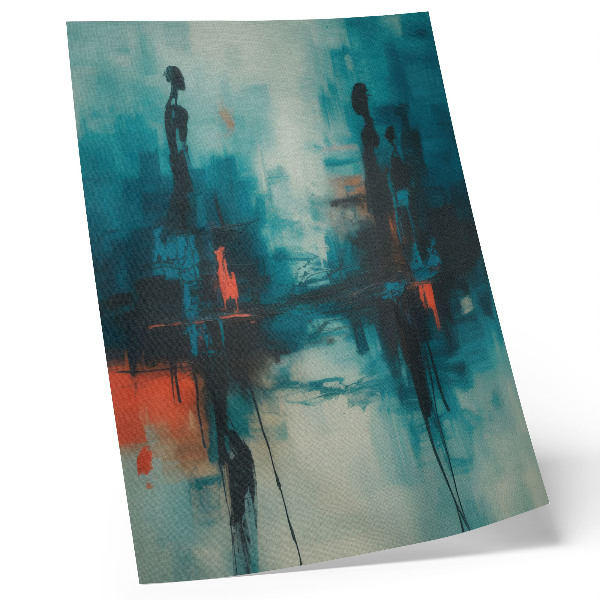 Impression sur toile Abstraction, turquoise, contrastes dynamiques
