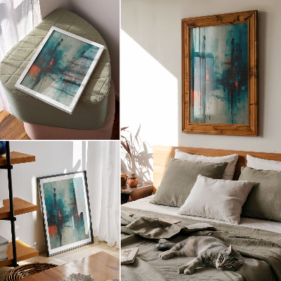Impression sur toile Abstraction, turquoise, contrastes dynamiques