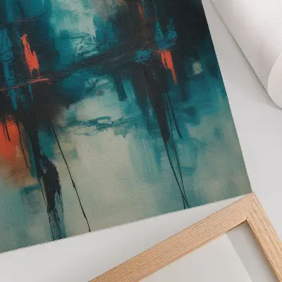 Impression sur toile abstraction aux contrastes turquoise dynamiques