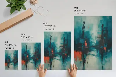 Impression sur toile abstraction aux contrastes turquoise dynamiques