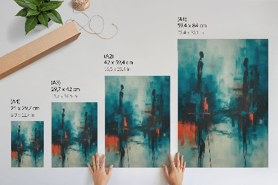 Impression sur toile Abstraction, turquoise, contrastes dynamiques
