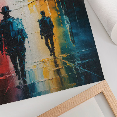 Affiche décorative Une scène urbaine colorée avec des figures mystérieuses