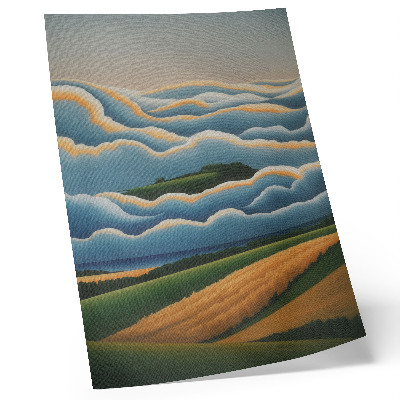 Décoration murale Vagues, collines verdoyantes, ciel pastel
