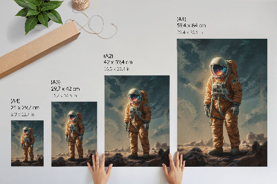 Impression sur toile Astronaute sur une planète extraterrestre sous le ciel nocturne