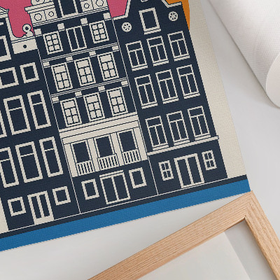 Affiche décorative Immeubles de rapport sur fond coloré - esthétique moderne