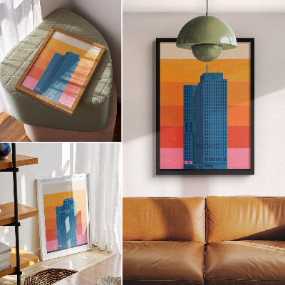 Décoration murale Fond orange et rose d'un bâtiment moderne