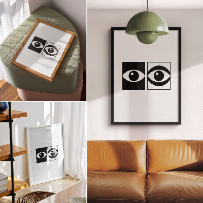 Décoration murale yeux noirs et blancs, symétrie moderne, contraste