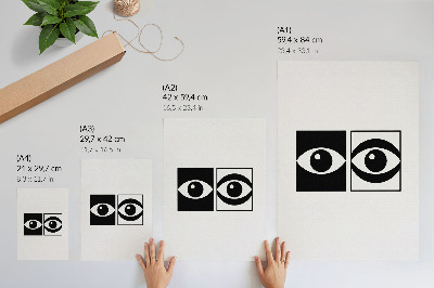 Décoration murale yeux noirs et blancs, symétrie moderne, contraste