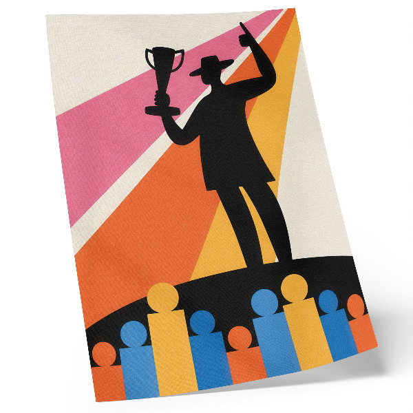 Impression sur toile silhouette du trophée, couleurs vives et dynamiques