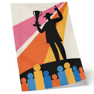 Impression sur toile silhouette de trophée aux couleurs vives et dynamiques