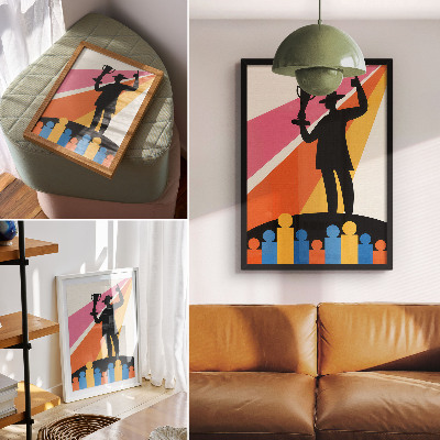 Impression sur toile silhouette du trophée, couleurs vives et dynamiques