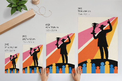 Impression sur toile silhouette du trophée, couleurs vives et dynamiques