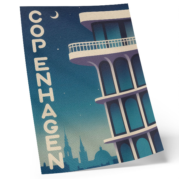 Affiche décorative architecture moderne de la ville du soir