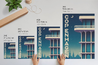 Affiche décorative architecture moderne de la ville du soir