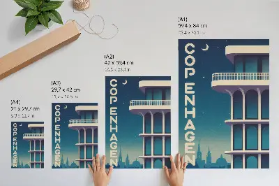 Affiche décorative architecture moderne en ville en soirée