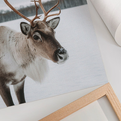 Décoration murale Renne dans un paysage hivernal à la fourrure beige