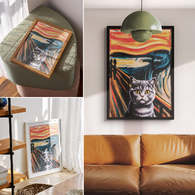 Impression sur toile Un chat se détachant sur un paysage expressif