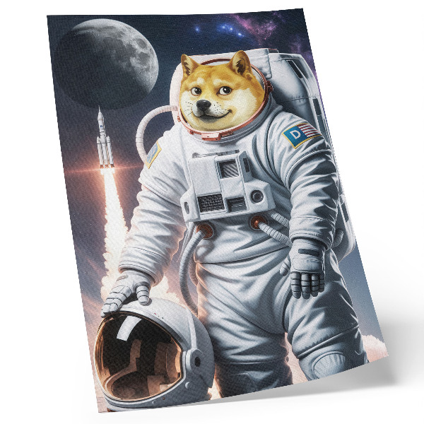 Impression sur toile Chien en combinaison spatiale, fusée spatiale, tenue lunaire