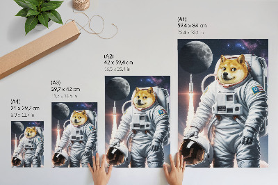 Impression sur toile Chien en combinaison spatiale, fusée spatiale, tenue lunaire