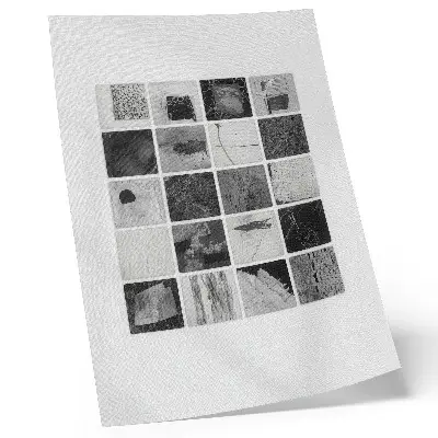 Décoration murale représentant des motifs géométriques noirs et blancs sous une forme artistique