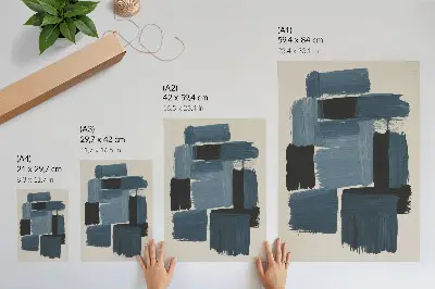 Impression sur toile représentant des coups de pinceau bleus contrastant avec la modernité