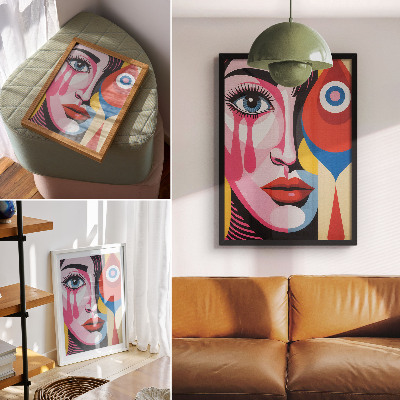 Affiche décorative formes abstraites colorées œil visage