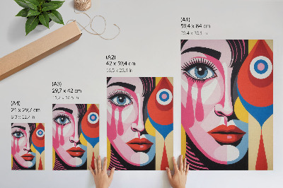 Affiche décorative formes abstraites colorées œil visage