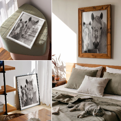 Affiche décorative Des chevaux dans une photo monochrome pleine d'élégance